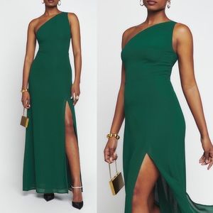 Reformation Evelyn Dress in Emerald Green